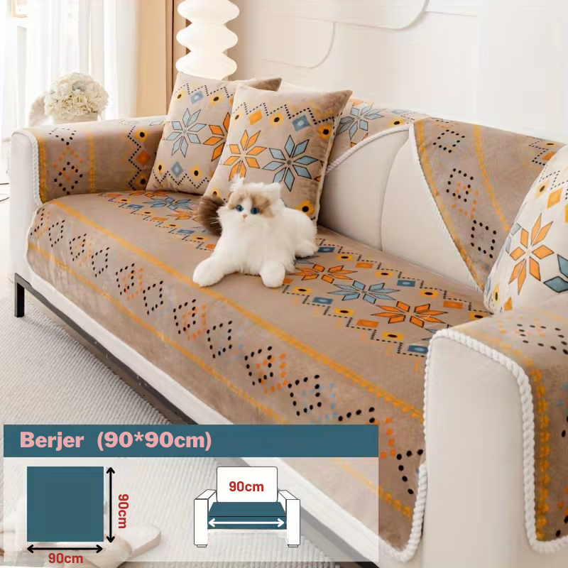 Boho Peluş Koltuk Örtüsü