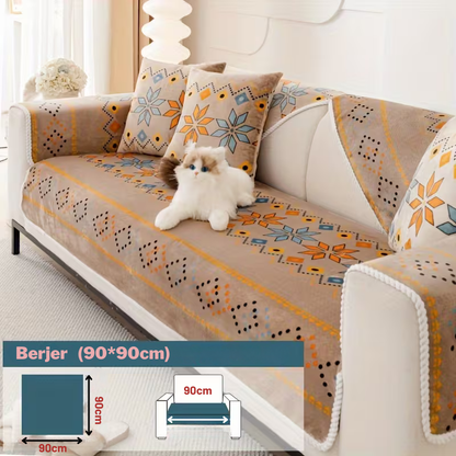 Boho Peluş Koltuk Örtüsü