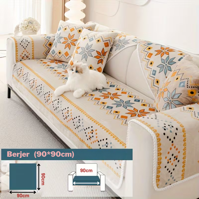 Boho Peluş Koltuk Örtüsü