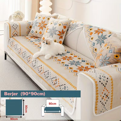 Boho Peluş Koltuk Örtüsü