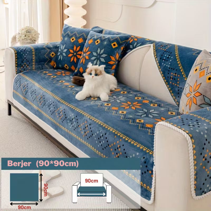 Boho Peluş Koltuk Örtüsü
