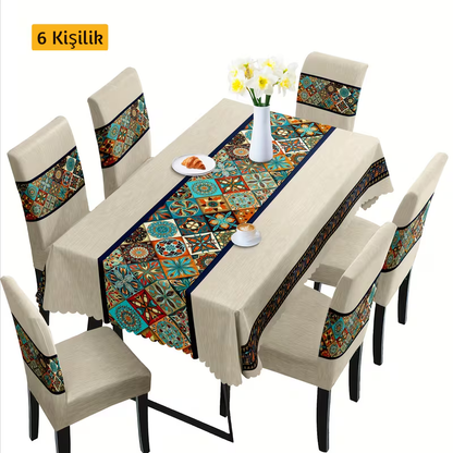 Boho Zarif Desenli Masa Sandalye Örtüsü