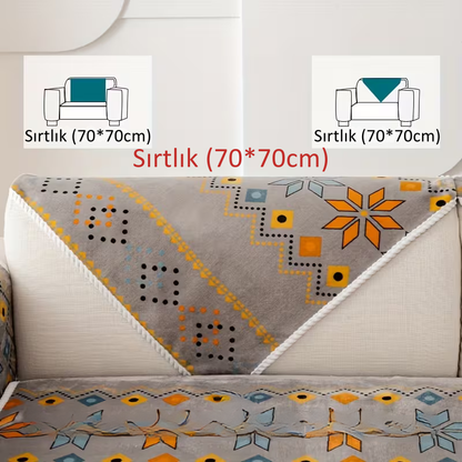 Boho Peluş Koltuk Örtüsü