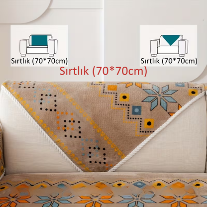 Boho Peluş Koltuk Örtüsü