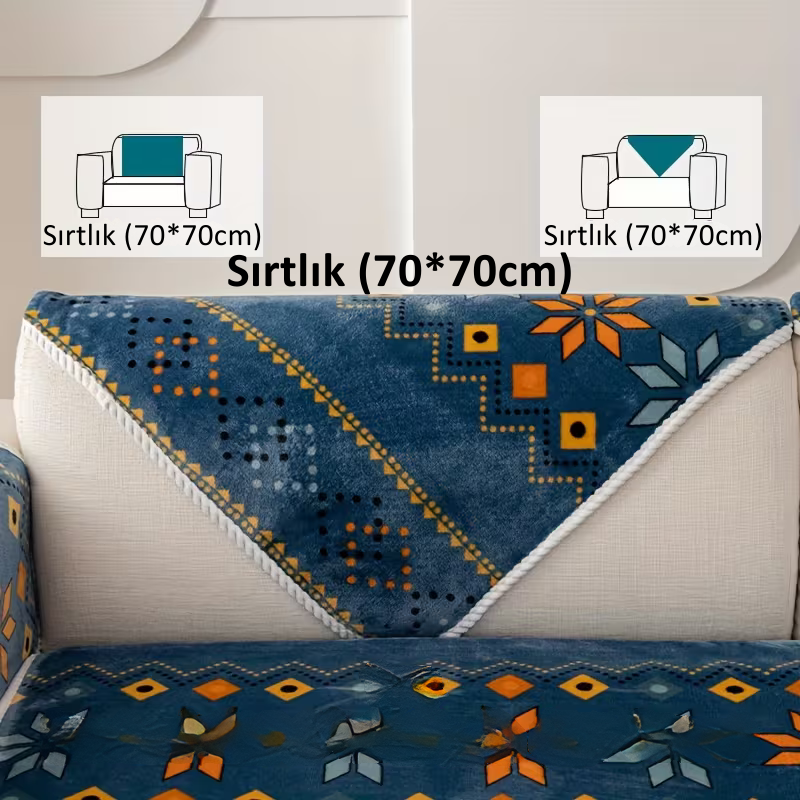Boho Peluş Koltuk Örtüsü