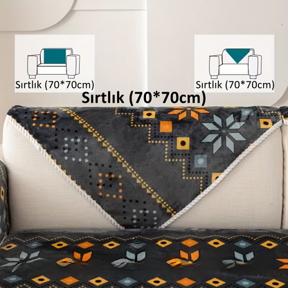 Boho Peluş Koltuk Örtüsü