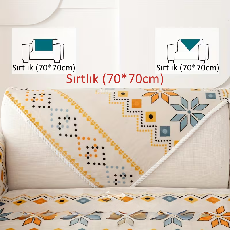 Boho Peluş Koltuk Örtüsü