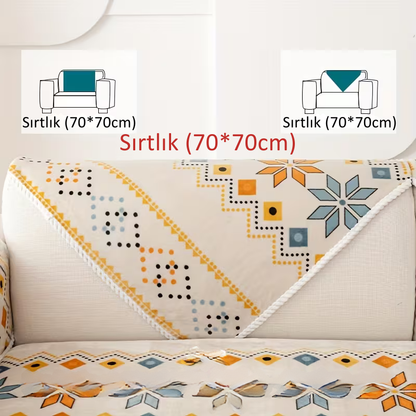 Boho Peluş Koltuk Örtüsü
