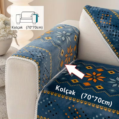 Boho Peluş Koltuk Örtüsü