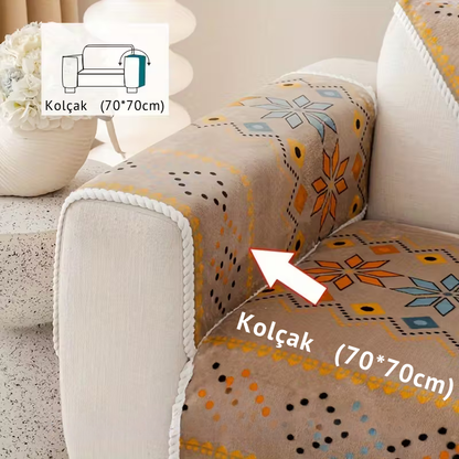 Boho Peluş Koltuk Örtüsü