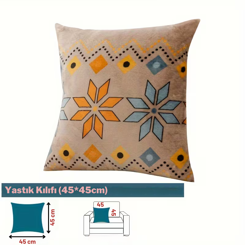 Boho Peluş Koltuk Örtüsü