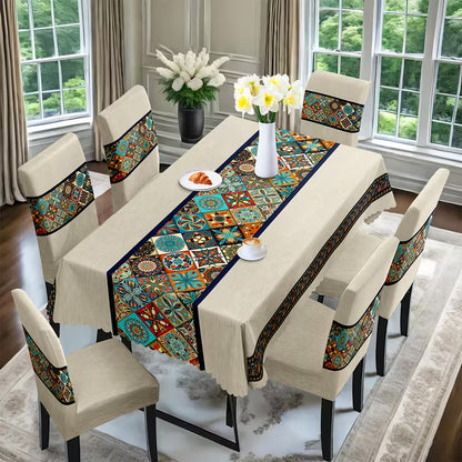 Boho Zarif Desenli Masa Sandalye Örtüsü