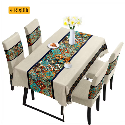 Boho Zarif Desenli Masa Sandalye Örtüsü