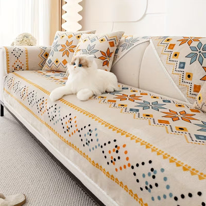 Boho Peluş Koltuk Örtüsü