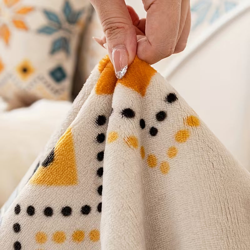 Boho Peluş Koltuk Örtüsü