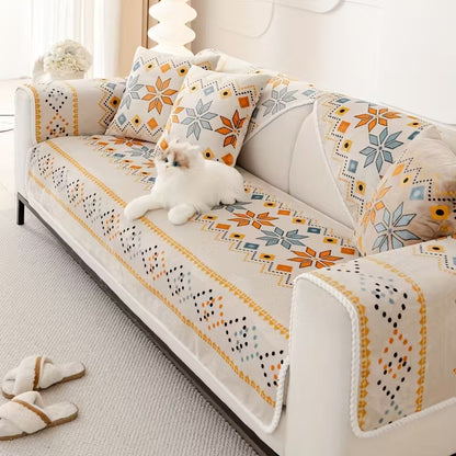 Boho Peluş Koltuk Örtüsü