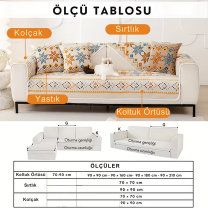 Boho Peluş Koltuk Örtüsü
