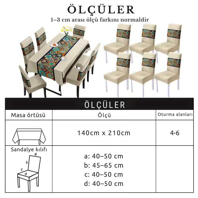 Boho Zarif Desenli Masa Sandalye Örtüsü