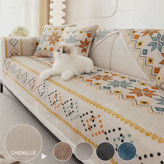 Boho Peluş Koltuk Örtüsü